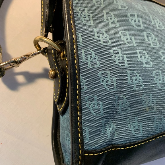 Vintage Dooney & Bourke Blue Leather Canvas Bag - Picture 6 of 14